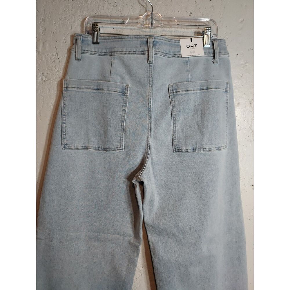 OAT New York High Rise‎ Wide Leg Raw Cropped Light Wash Jeans Women's 12/31 NWT